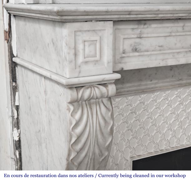 Carrara marble mantelpiece with corbel-style supports, Napoleon III period-3